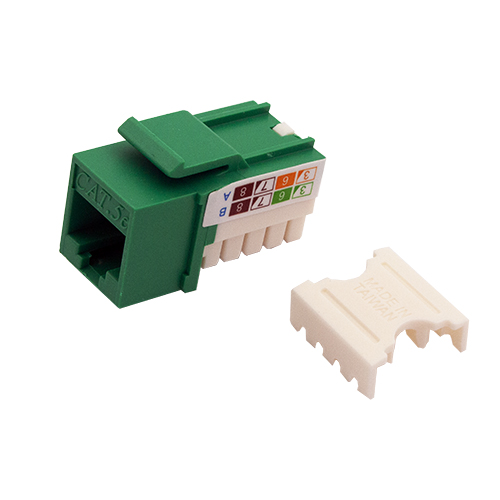 Keystone, Cat 5e, RJ45 Punchdown, Green