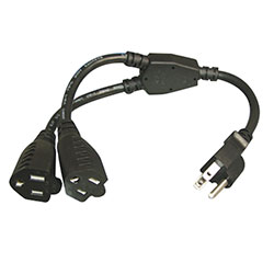 Power Cord, N5-15P to (2) N5-15R, 14 AWG